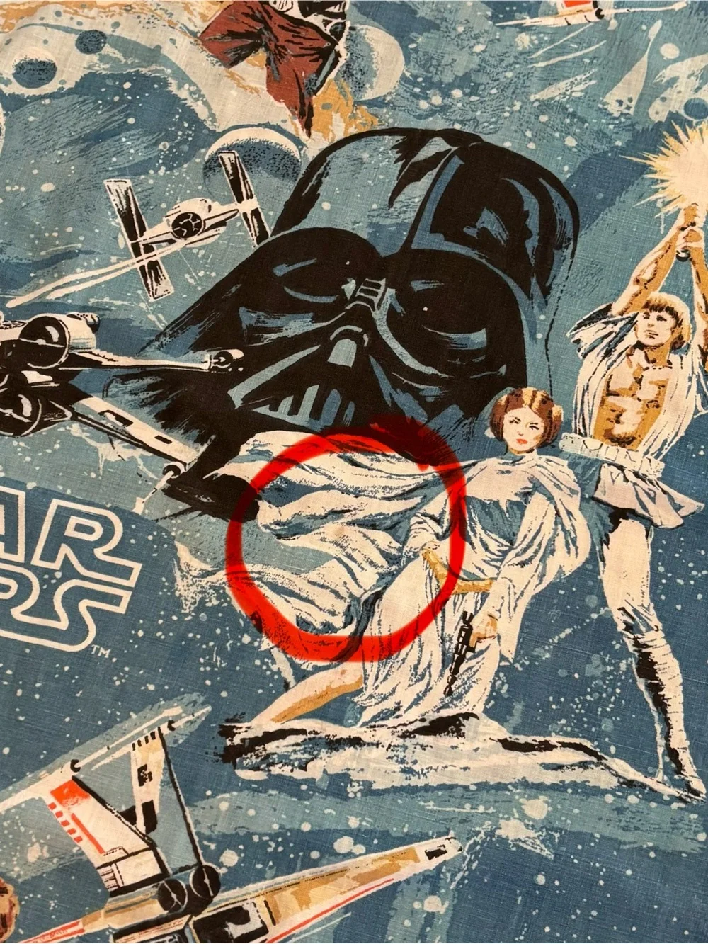 Vintage 1977 Star Wars Twin Fitted Sheet Blue Space Darth Vader Luke Leia Bibb